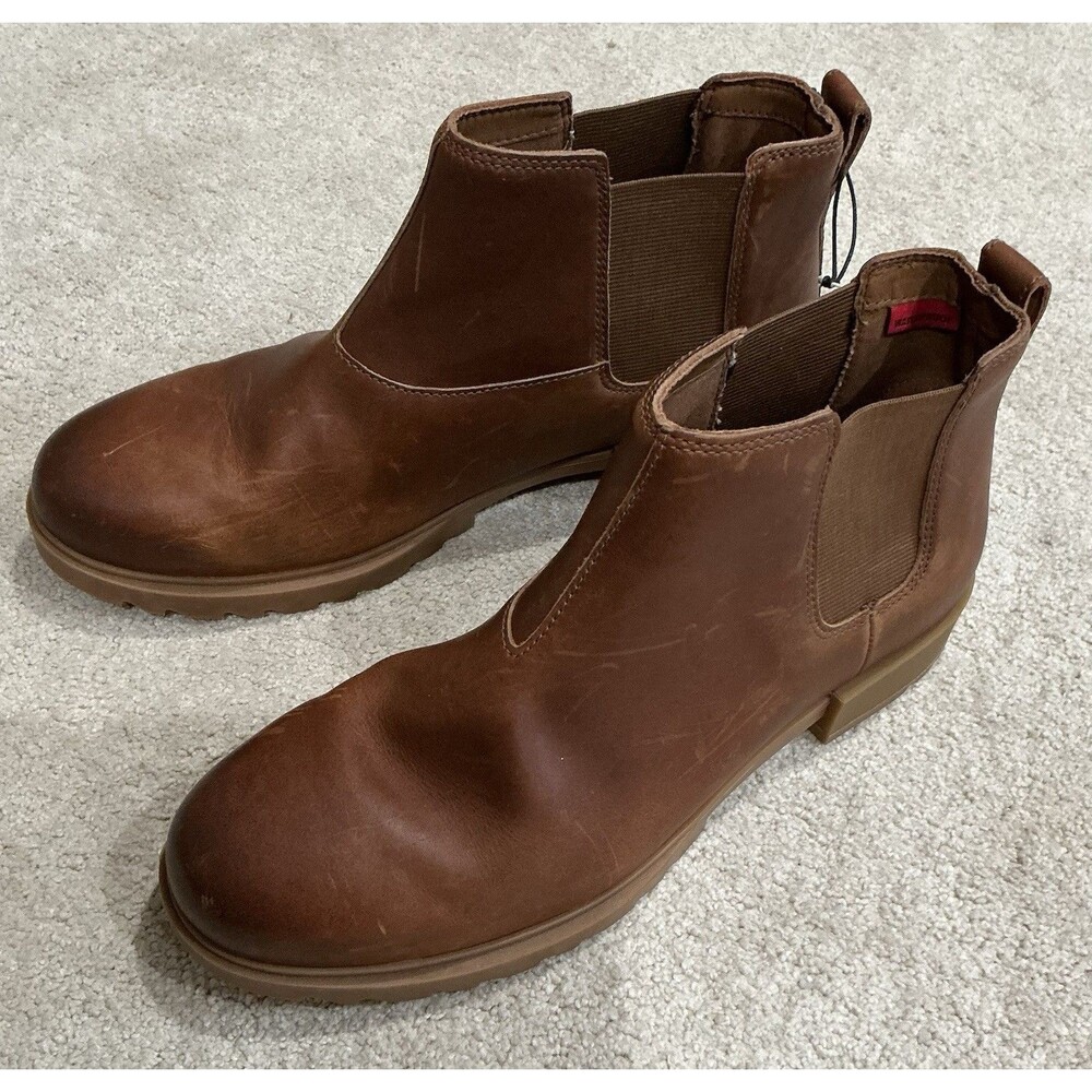 SOREL Emelie II Chelsea WP Hazelnut Brown Leather Boots Shoes US 10 M EUR 41 EUC